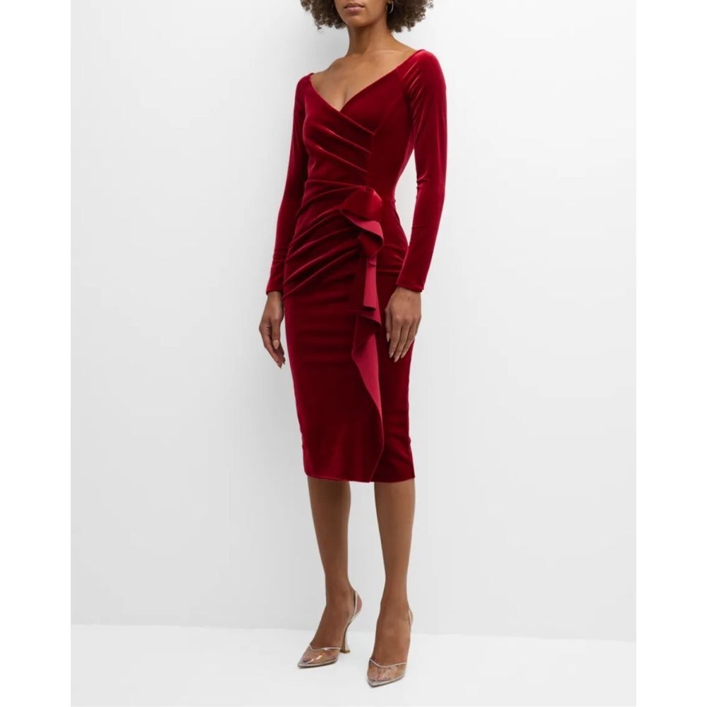 Chiara Boni La Petite Robe Silveria Velvet Bodycon Dress Size 12 Retail $750